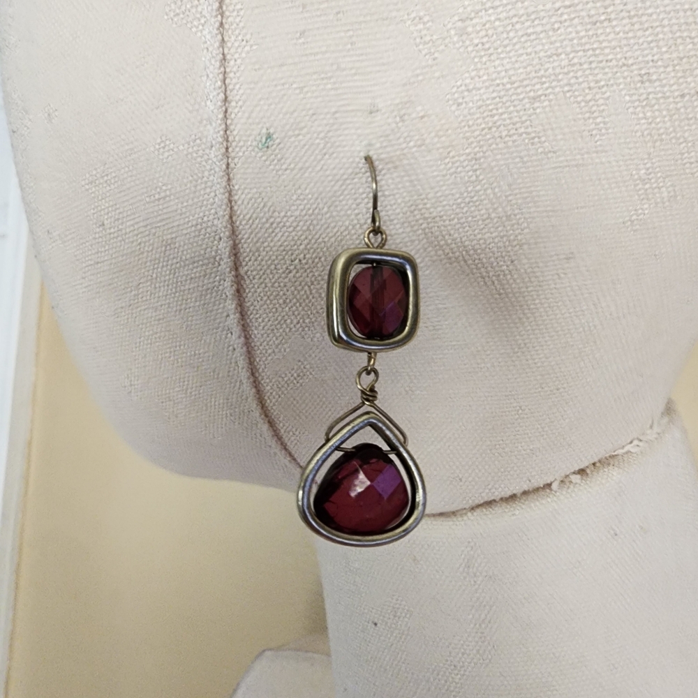 Gold Ruby Crystal Earrings - image 3